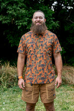 Load image into Gallery viewer, Triple Crown Half Zip Short Sleeve | Abstract Orange Camo UL
