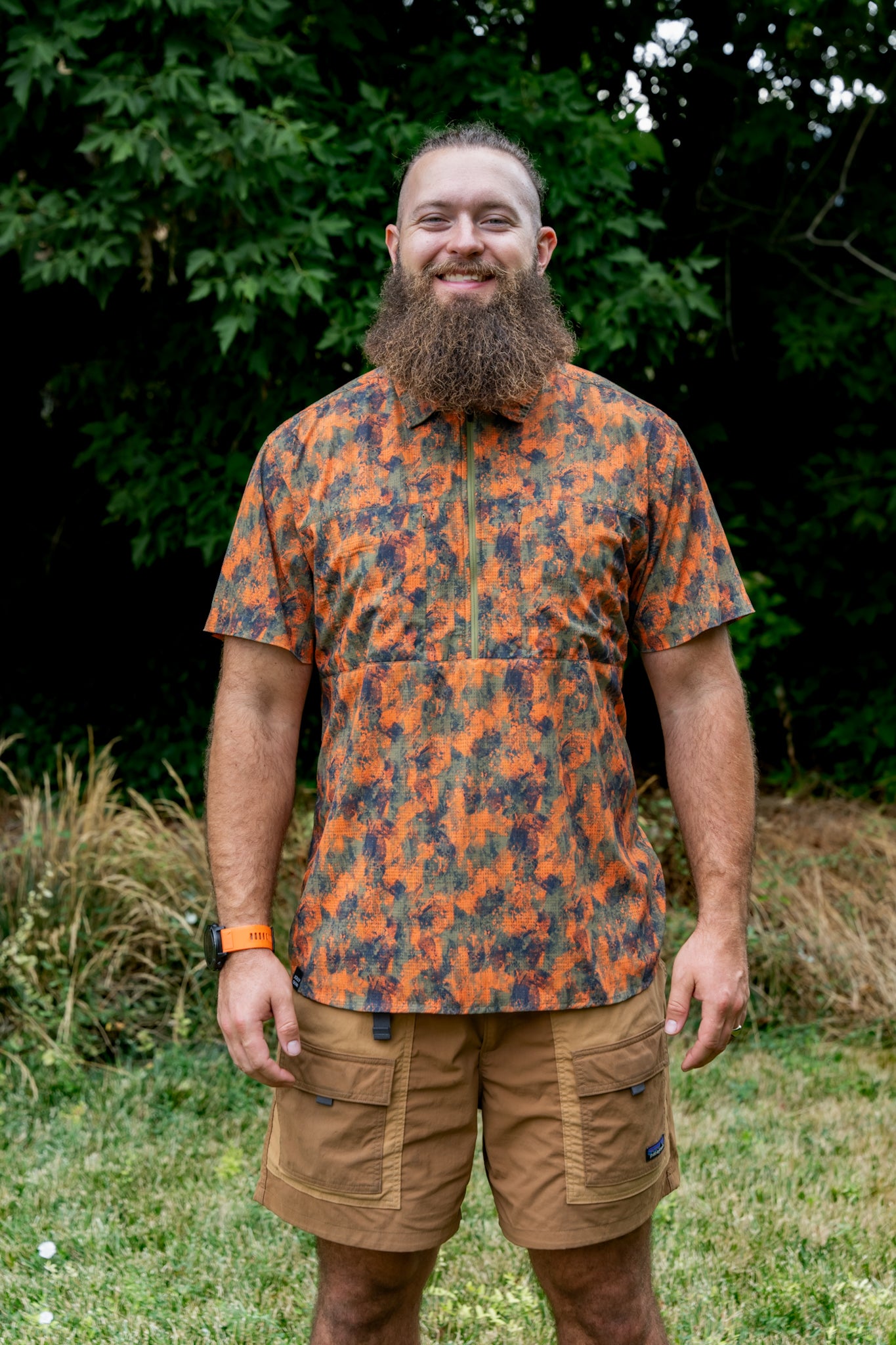 Triple Crown Half Zip Short Sleeve | Abstract Orange Camo UL