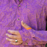 Triple Crown Button Down Long Sleeve | Purple Topo