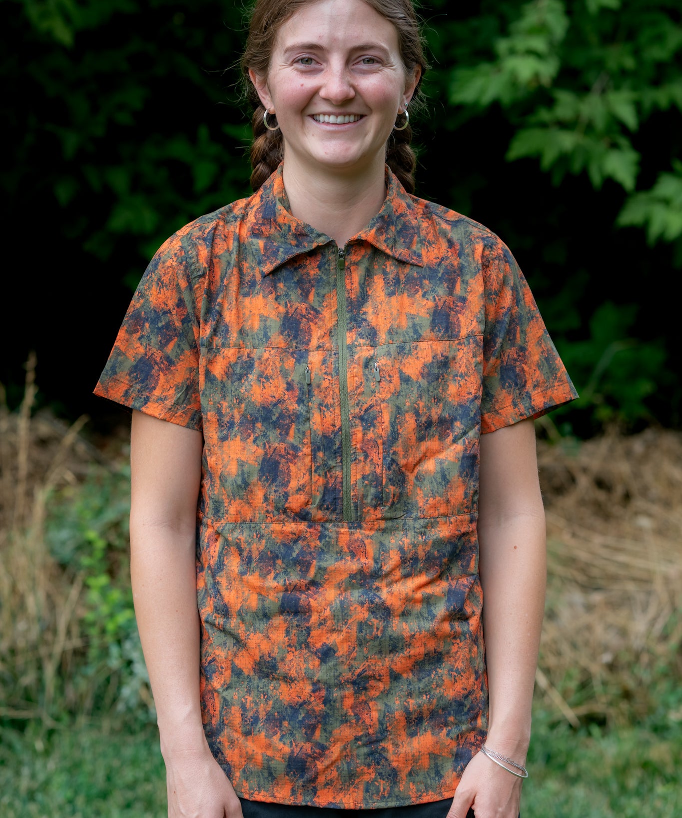 Triple Crown Half Zip Short Sleeve | Abstract Orange Camo UL