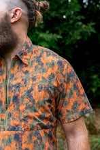 Load image into Gallery viewer, Triple Crown Half Zip Short Sleeve | Abstract Orange Camo UL

